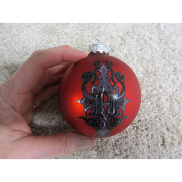 Harley-Davidson Red Glass Ornament With Gothic design - Picture 1 of 2